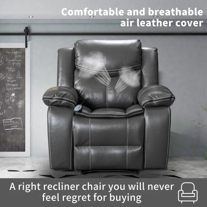 Fauteuil inclinable à large assise en cuir durable avec massage et chauffage