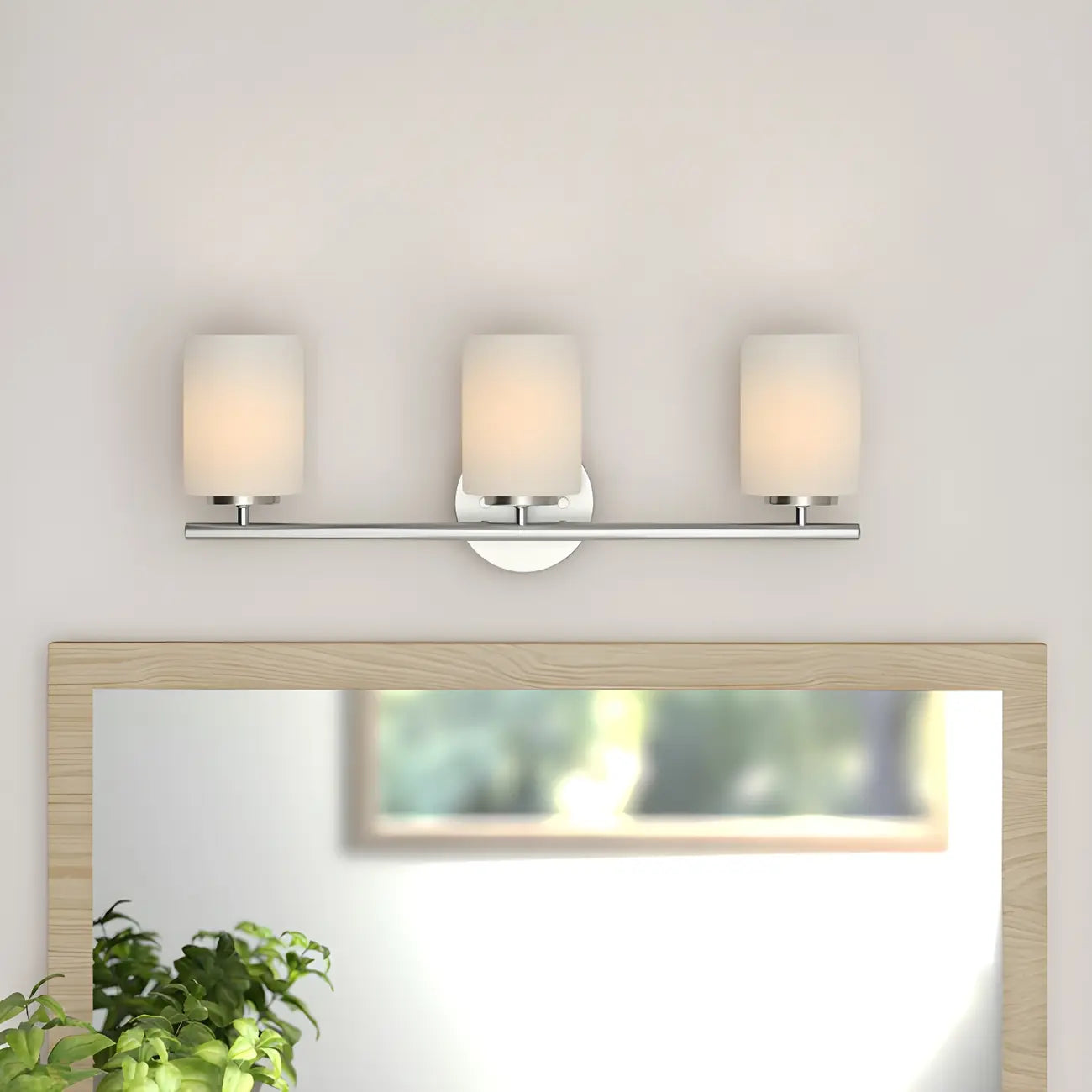 Applique murale cylindrique en métal et verre de style industriel pour salle de bain