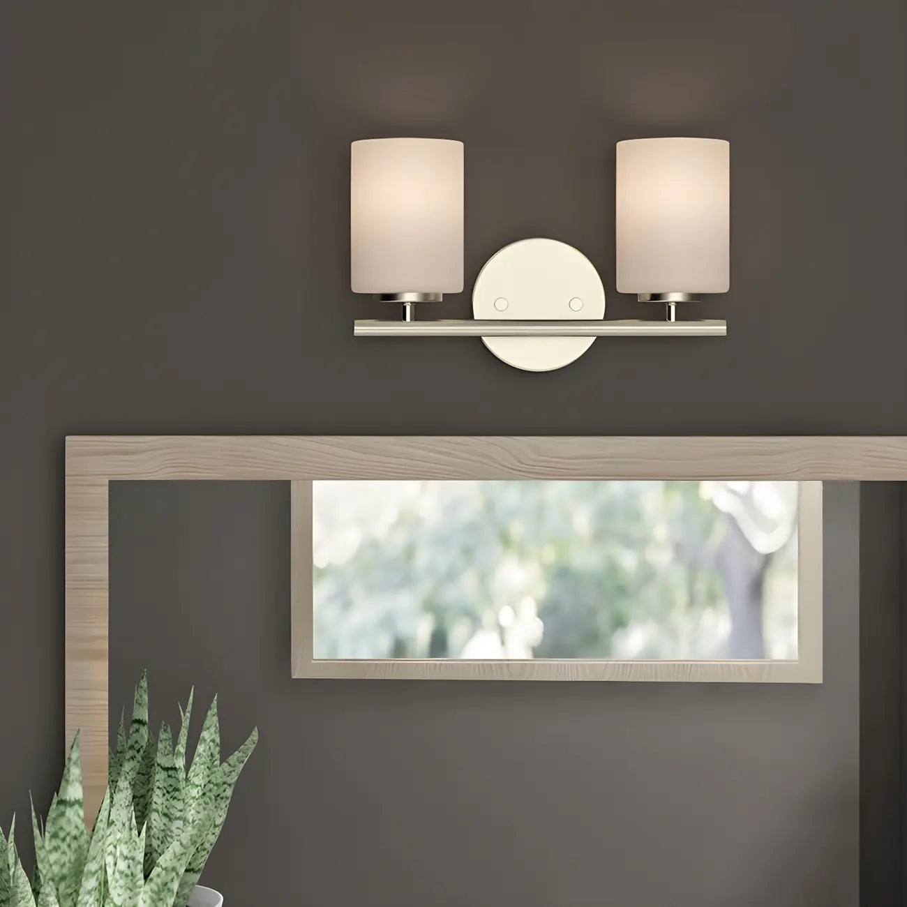 Applique murale cylindrique en métal et verre de style industriel pour salle de bain