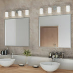 Applique murale cylindrique en métal et verre de style industriel pour salle de bain