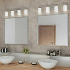 Applique murale cylindrique en métal et verre de style industriel pour salle de bain
