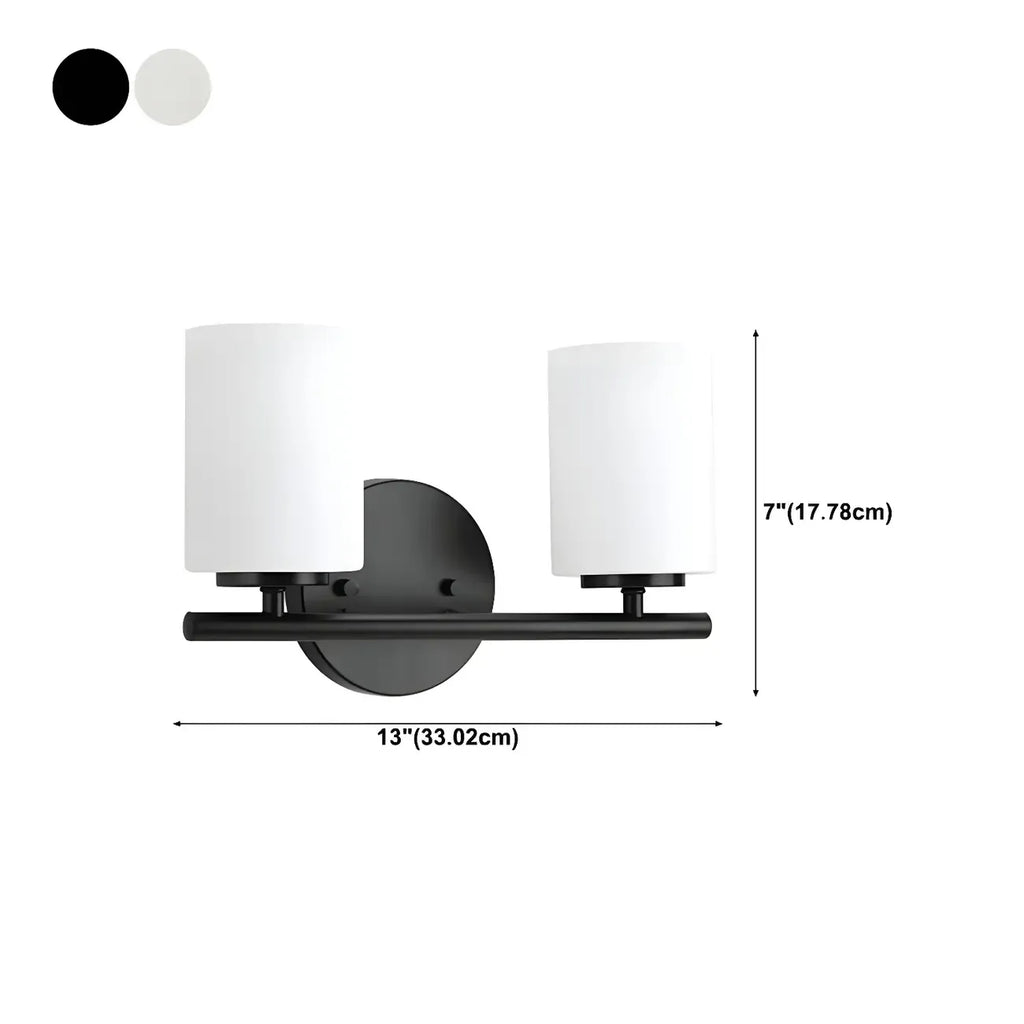 Applique murale cylindrique en métal et verre de style industriel pour salle de bain