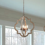 Lustre candélabre classique traditionnel en bois à quatre lobes