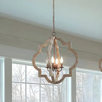 Lustre candélabre classique traditionnel en bois à quatre lobes