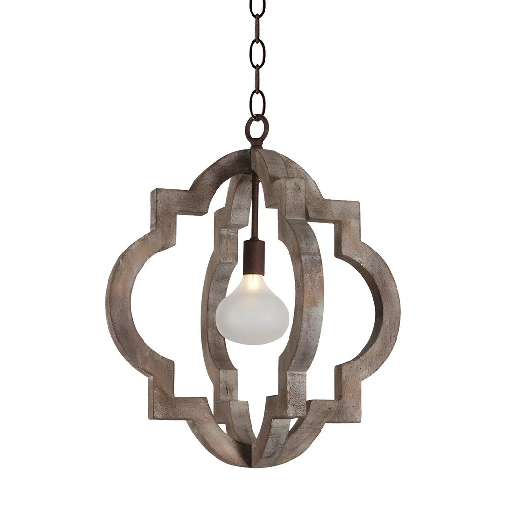 Lustre candélabre classique traditionnel en bois à quatre lobes