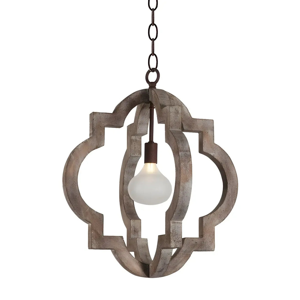 Lustre candélabre classique traditionnel en bois à quatre lobes