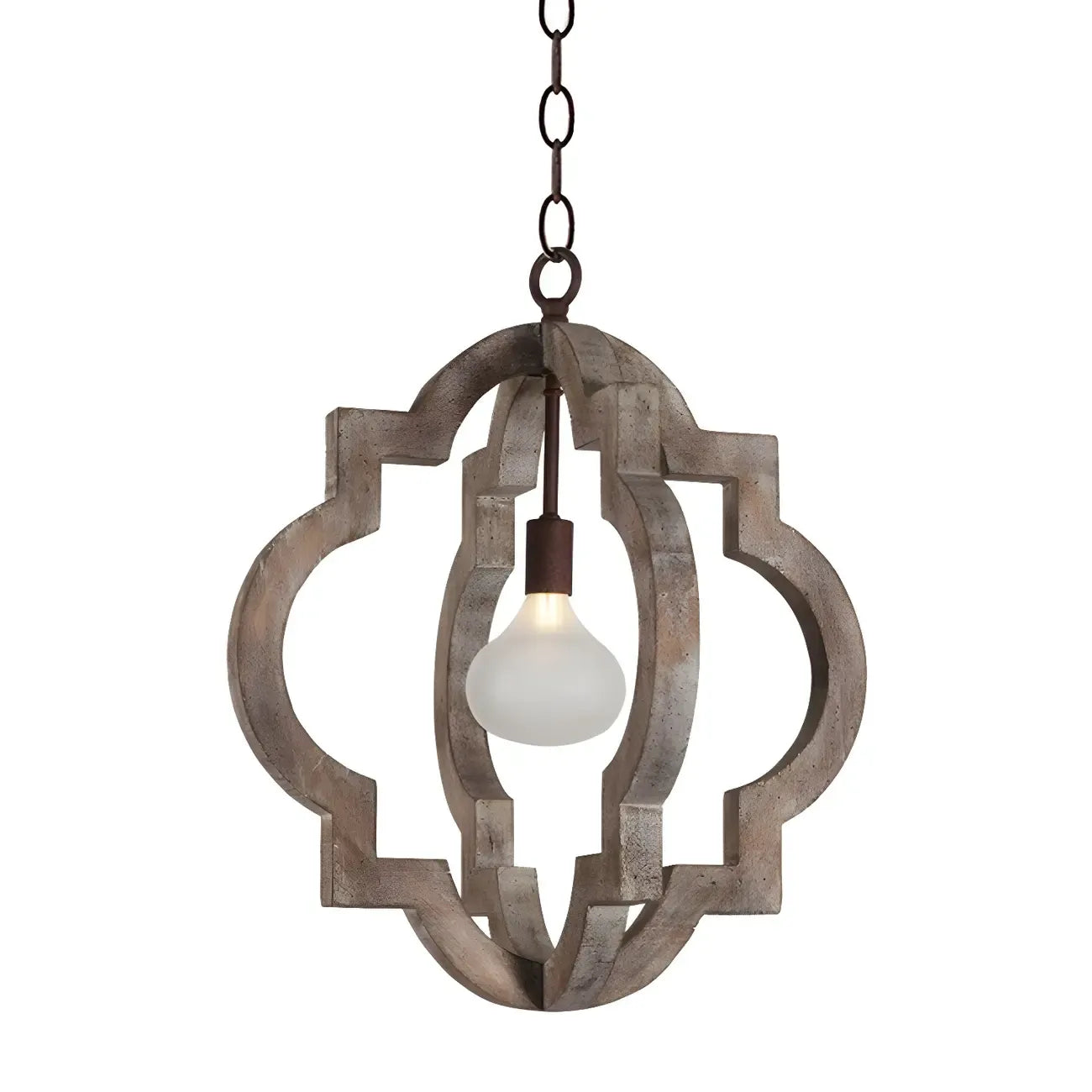 Lustre candélabre classique traditionnel en bois à quatre lobes