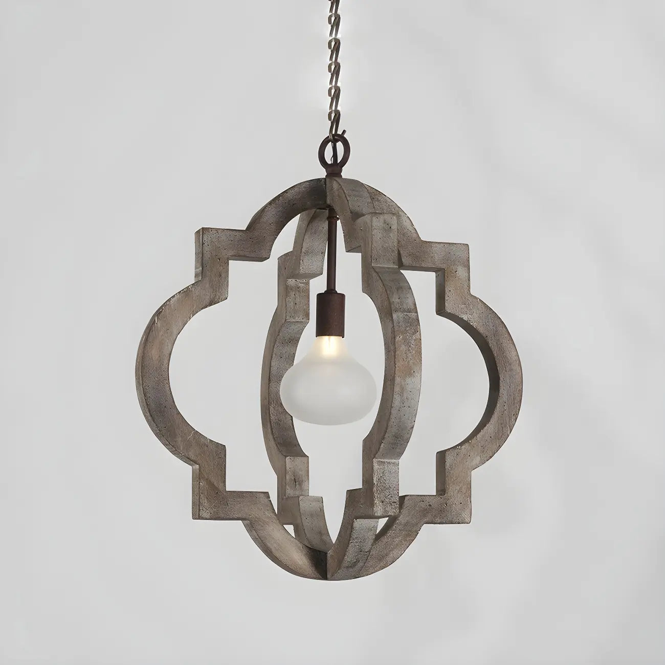 Lustre candélabre classique traditionnel en bois à quatre lobes