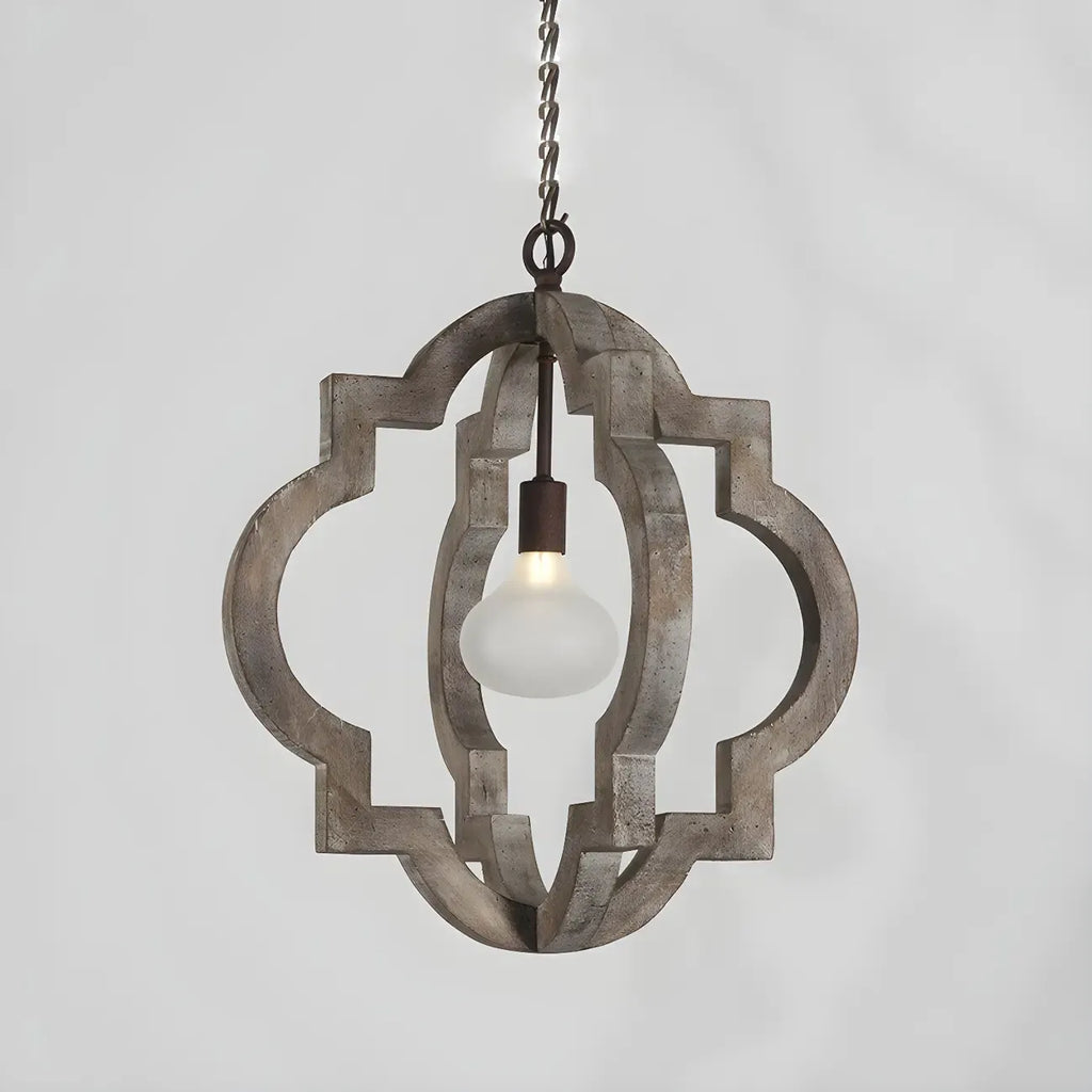 Lustre candélabre classique traditionnel en bois à quatre lobes