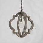 Lustre candélabre classique traditionnel en bois à quatre lobes