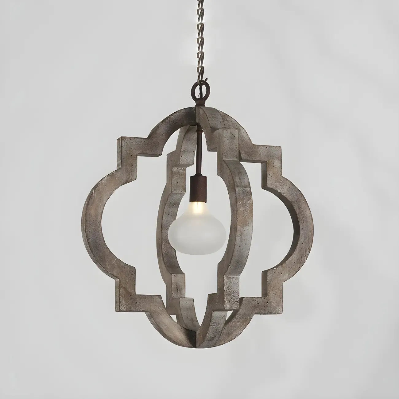 Lustre candélabre classique traditionnel en bois à quatre lobes