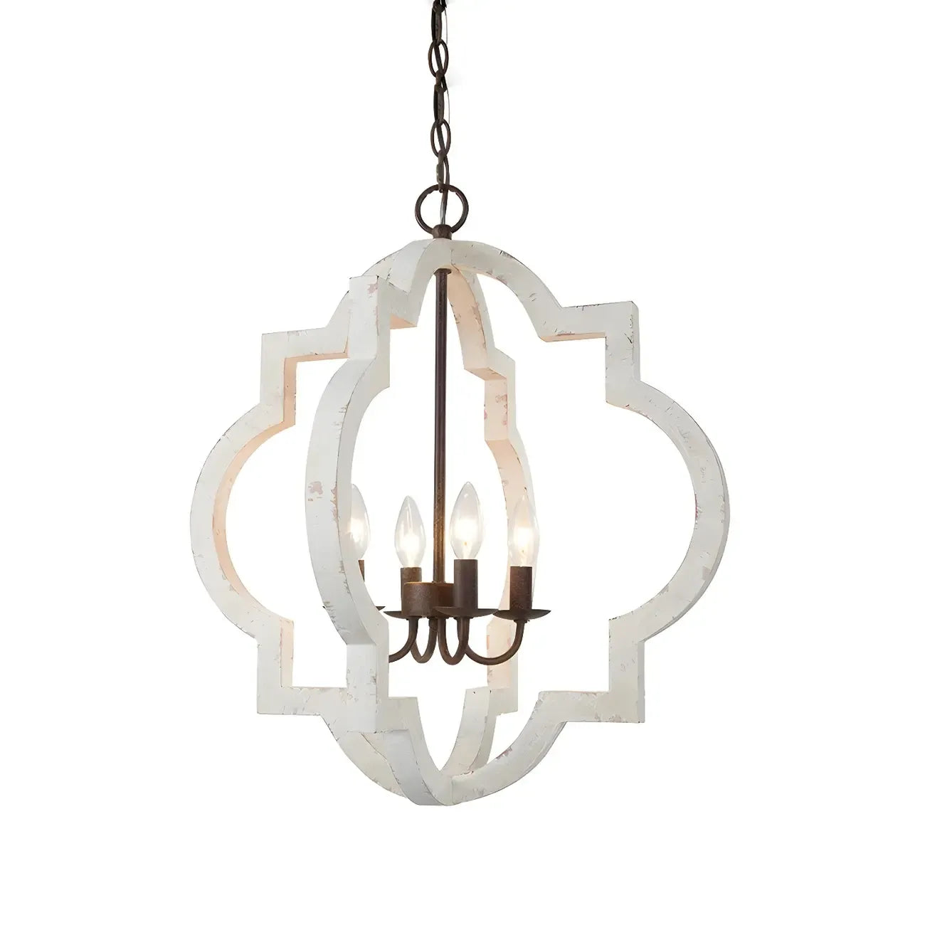 Lustre candélabre classique traditionnel en bois à quatre lobes