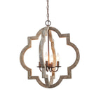 Lustre candélabre classique traditionnel en bois à quatre lobes