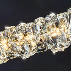 Suspension surdimensionnée moderne à intensité variable en acier et cristal pour îlot central