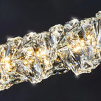 Suspension surdimensionnée moderne à intensité variable en acier et cristal pour îlot central
