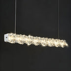 Suspension surdimensionnée moderne à intensité variable en acier et cristal pour îlot central