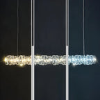 Suspension surdimensionnée moderne à intensité variable en acier et cristal pour îlot central