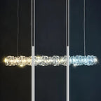 Suspension surdimensionnée moderne à intensité variable en acier et cristal pour îlot central