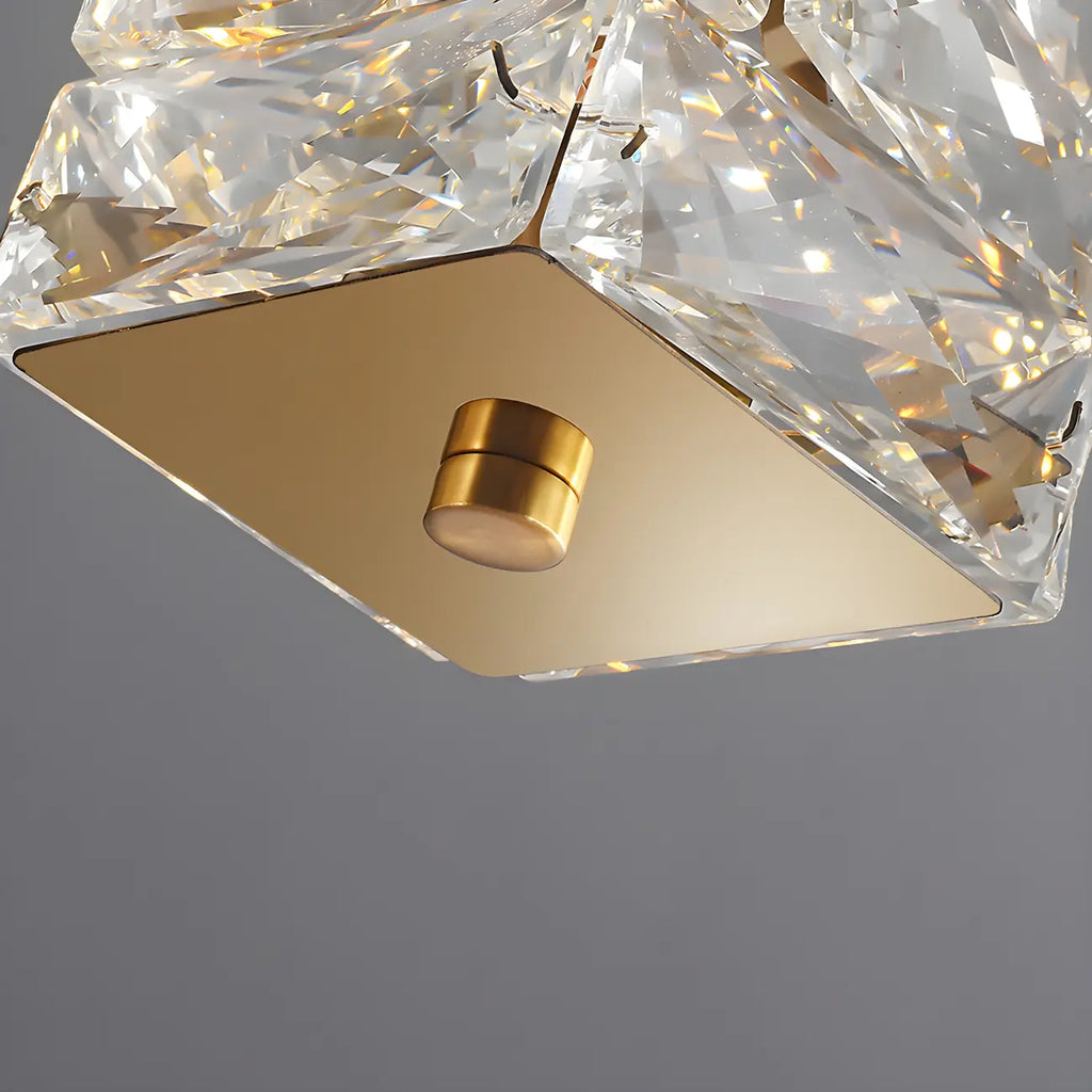 Suspension surdimensionnée moderne à intensité variable en acier et cristal pour îlot central