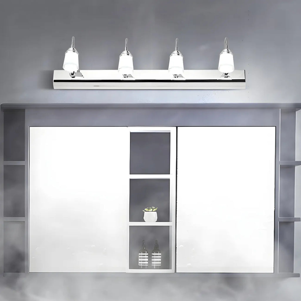Applique murale moderne chromée à DEL pour salle de bain avec abat-jour blanc