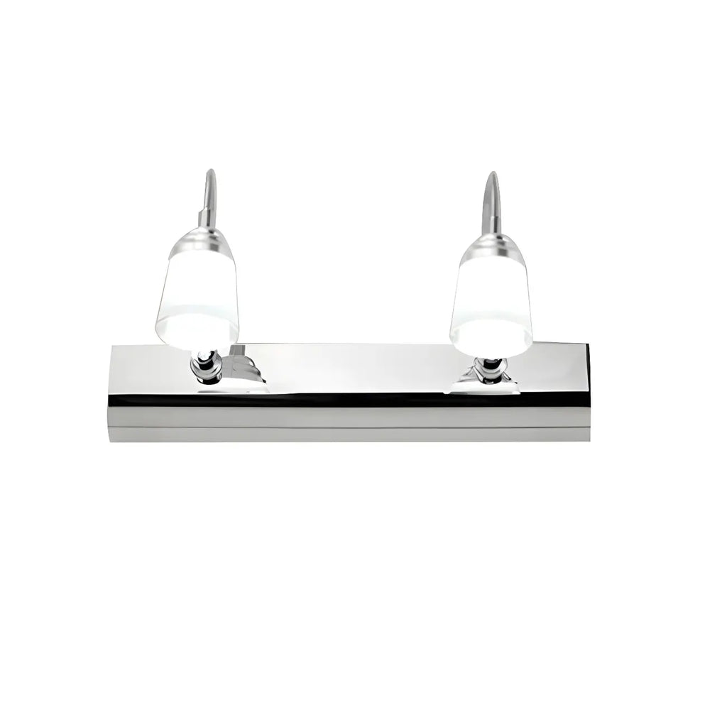 Applique murale moderne chromée à DEL pour salle de bain avec abat-jour blanc