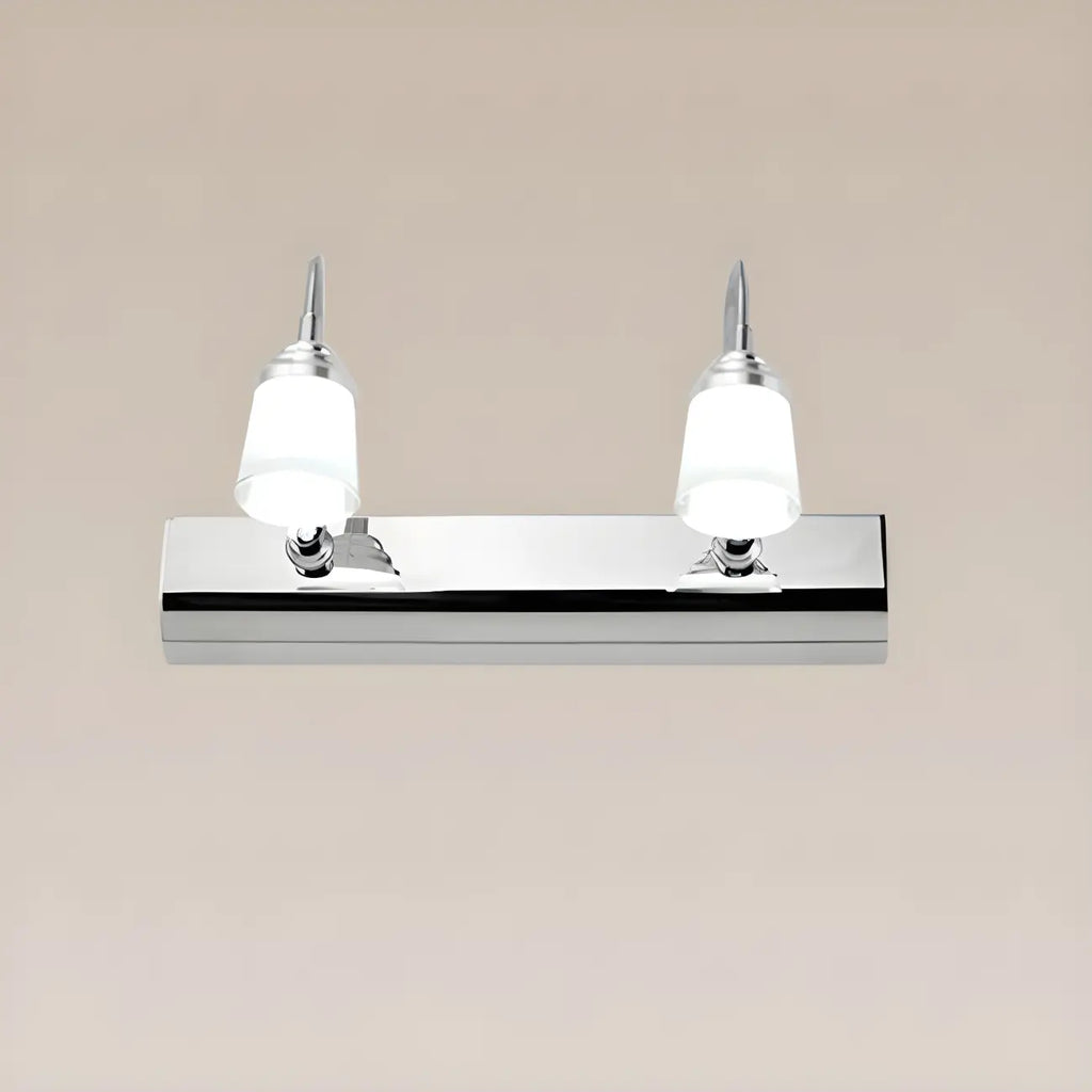 Applique murale moderne chromée à DEL pour salle de bain avec abat-jour blanc