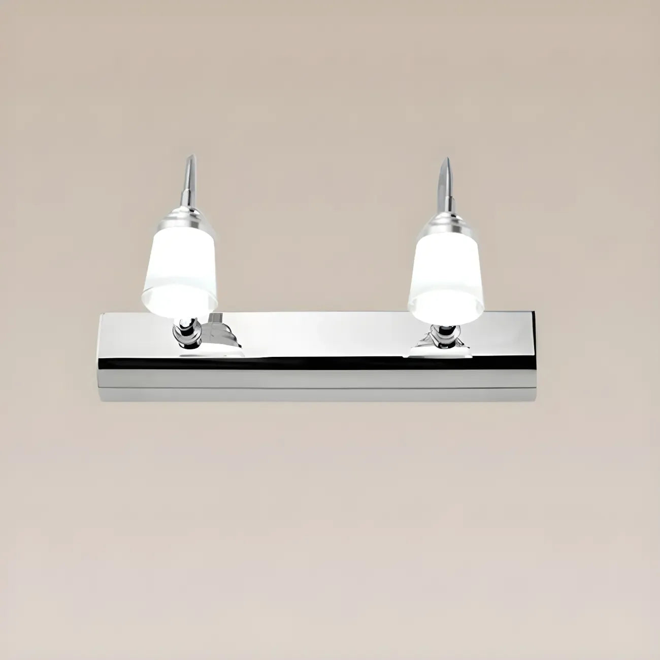 Applique murale moderne chromée à DEL pour salle de bain avec abat-jour blanc