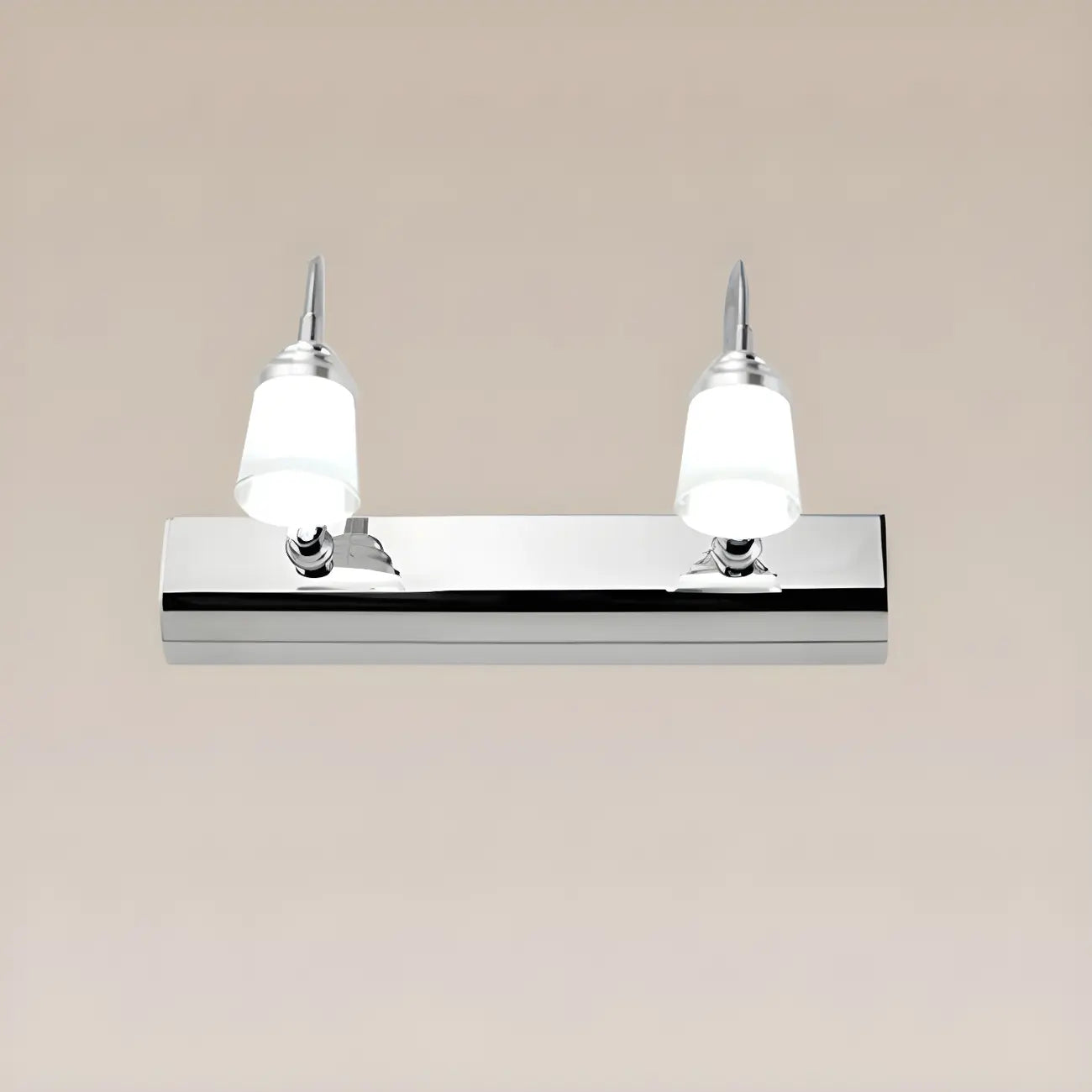 Applique murale moderne chromée à DEL pour salle de bain avec abat-jour blanc