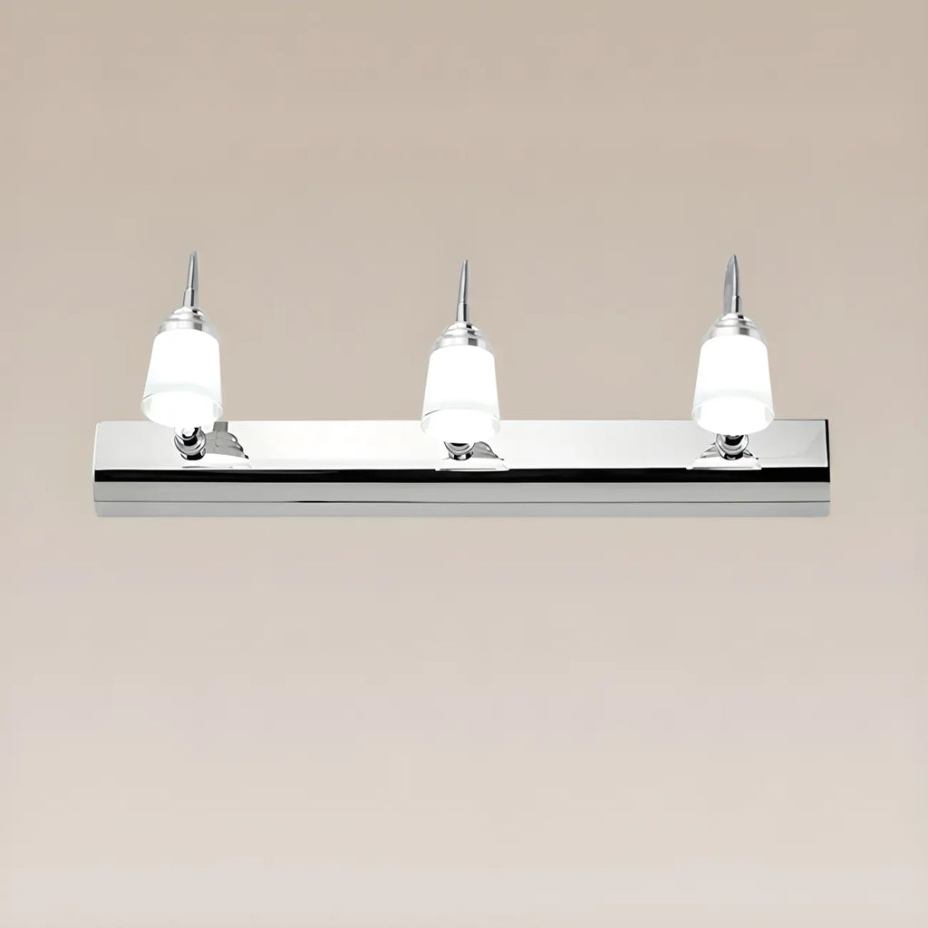 Applique murale moderne chromée à DEL pour salle de bain avec abat-jour blanc