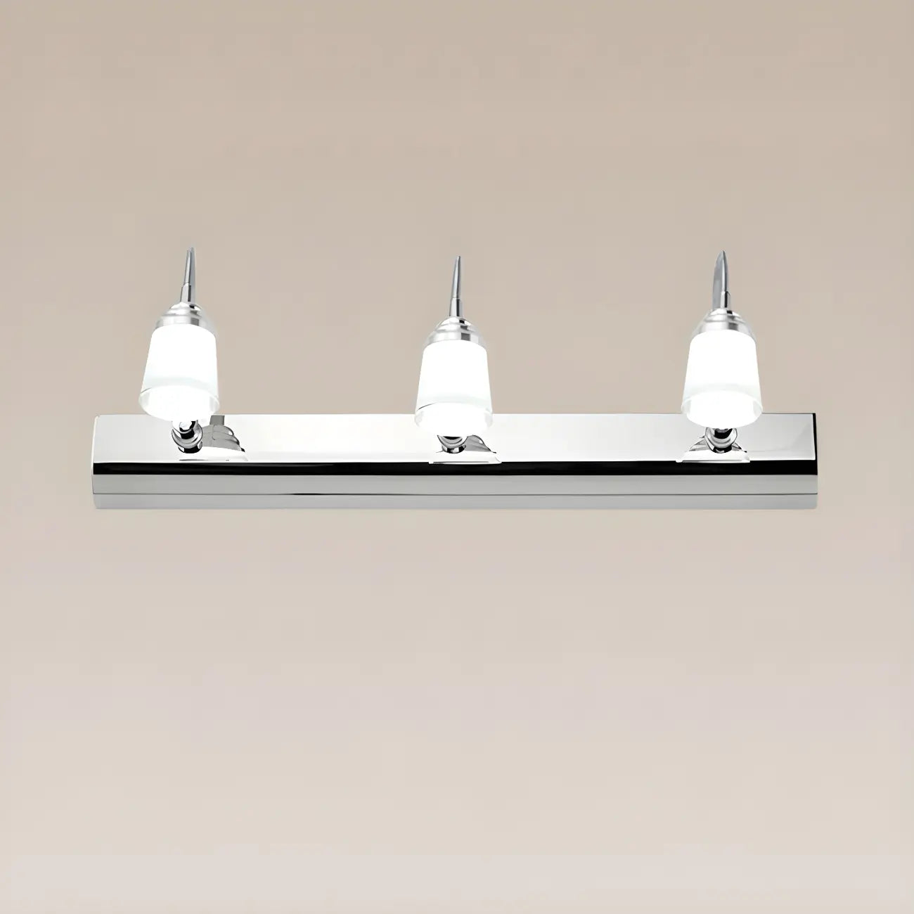 Applique murale moderne chromée à DEL pour salle de bain avec abat-jour blanc