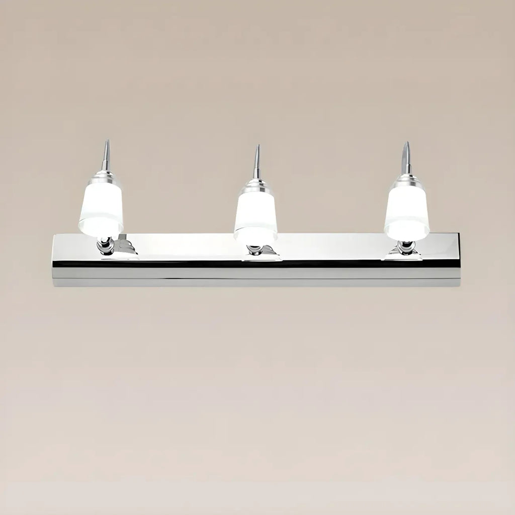 Applique murale moderne chromée à DEL pour salle de bain avec abat-jour blanc