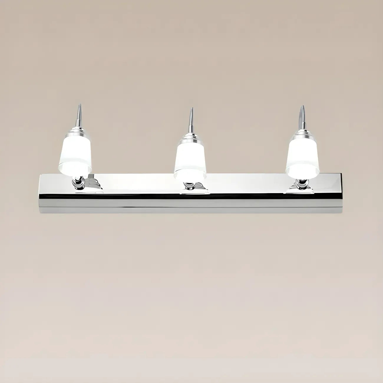 Applique murale moderne chromée à DEL pour salle de bain avec abat-jour blanc