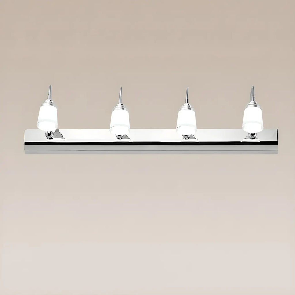 Applique murale moderne chromée à DEL pour salle de bain avec abat-jour blanc