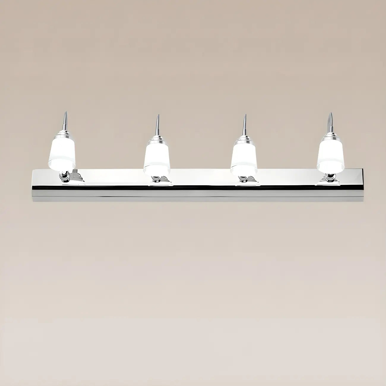 Applique murale moderne chromée à DEL pour salle de bain avec abat-jour blanc