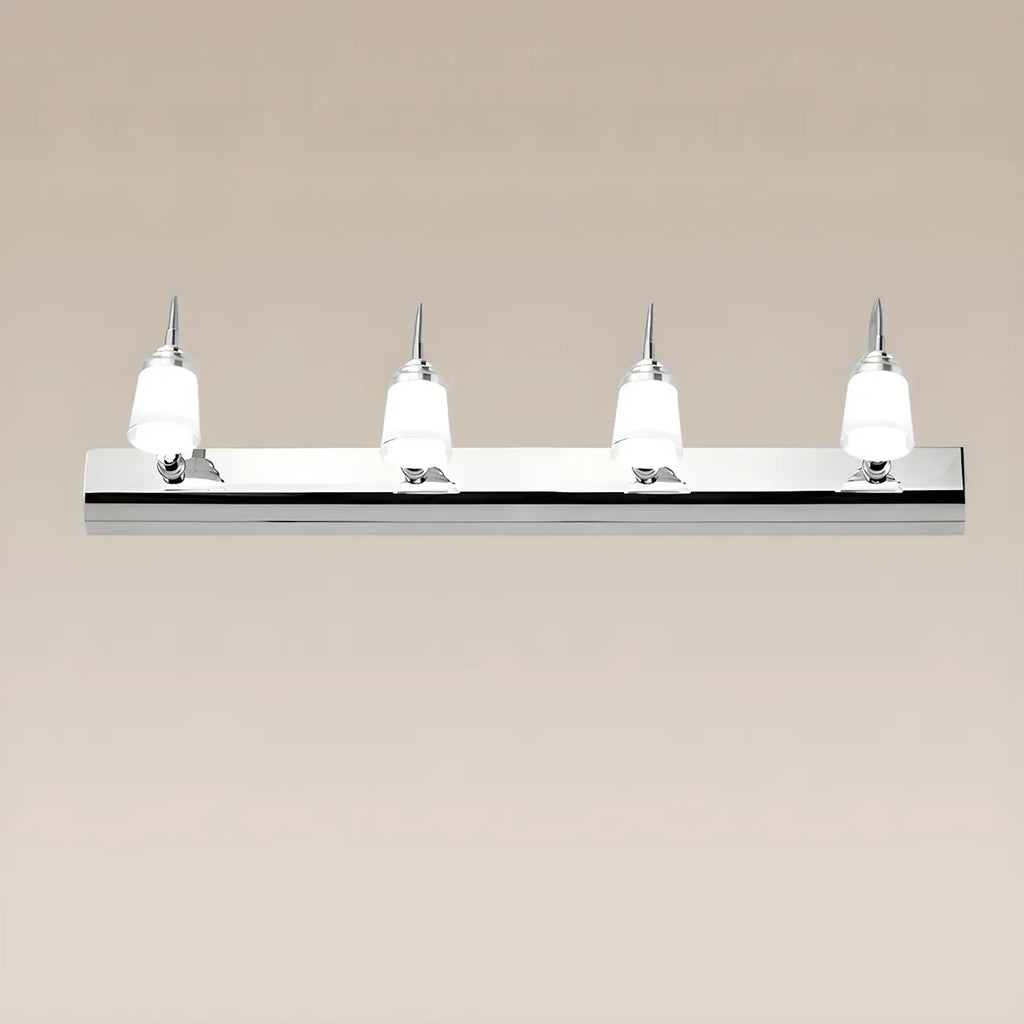 Applique murale moderne chromée à DEL pour salle de bain avec abat-jour blanc