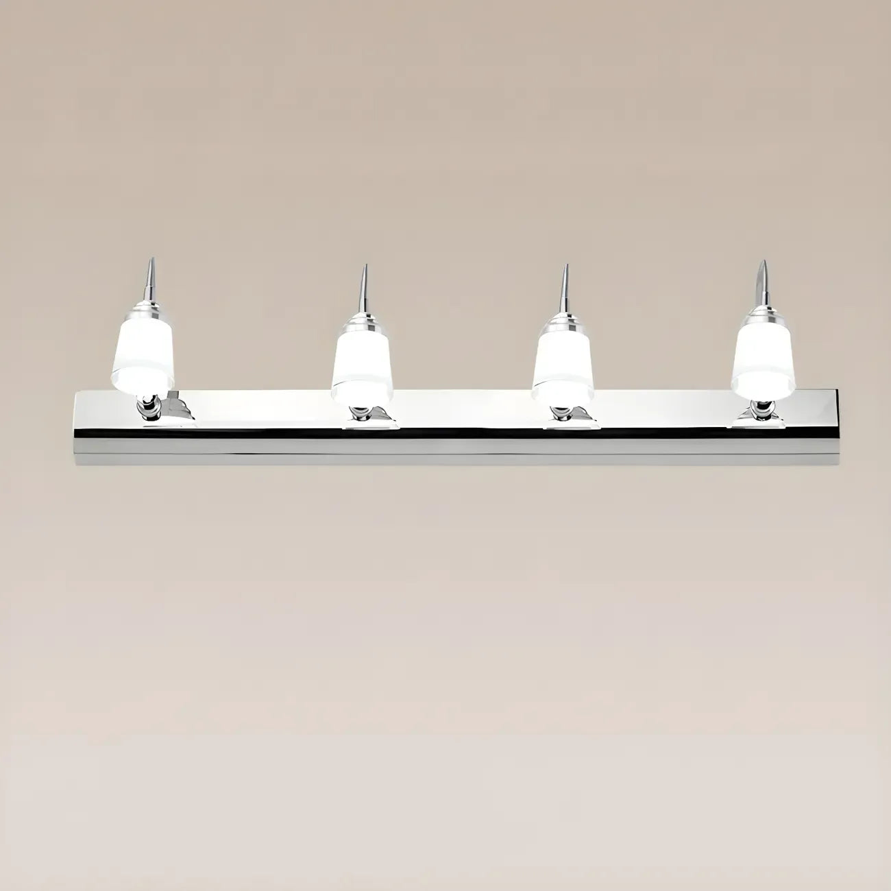 Applique murale moderne chromée à DEL pour salle de bain avec abat-jour blanc