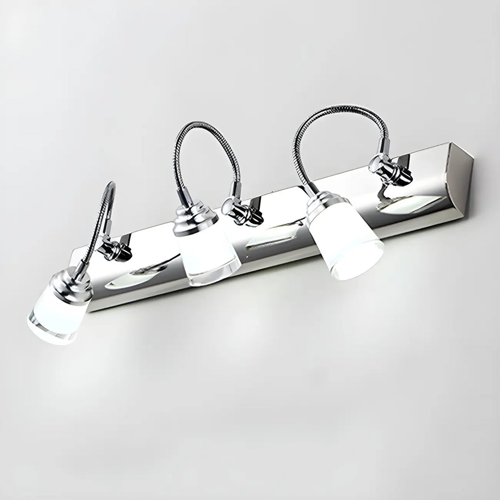 Applique murale moderne chromée à DEL pour salle de bain avec abat-jour blanc