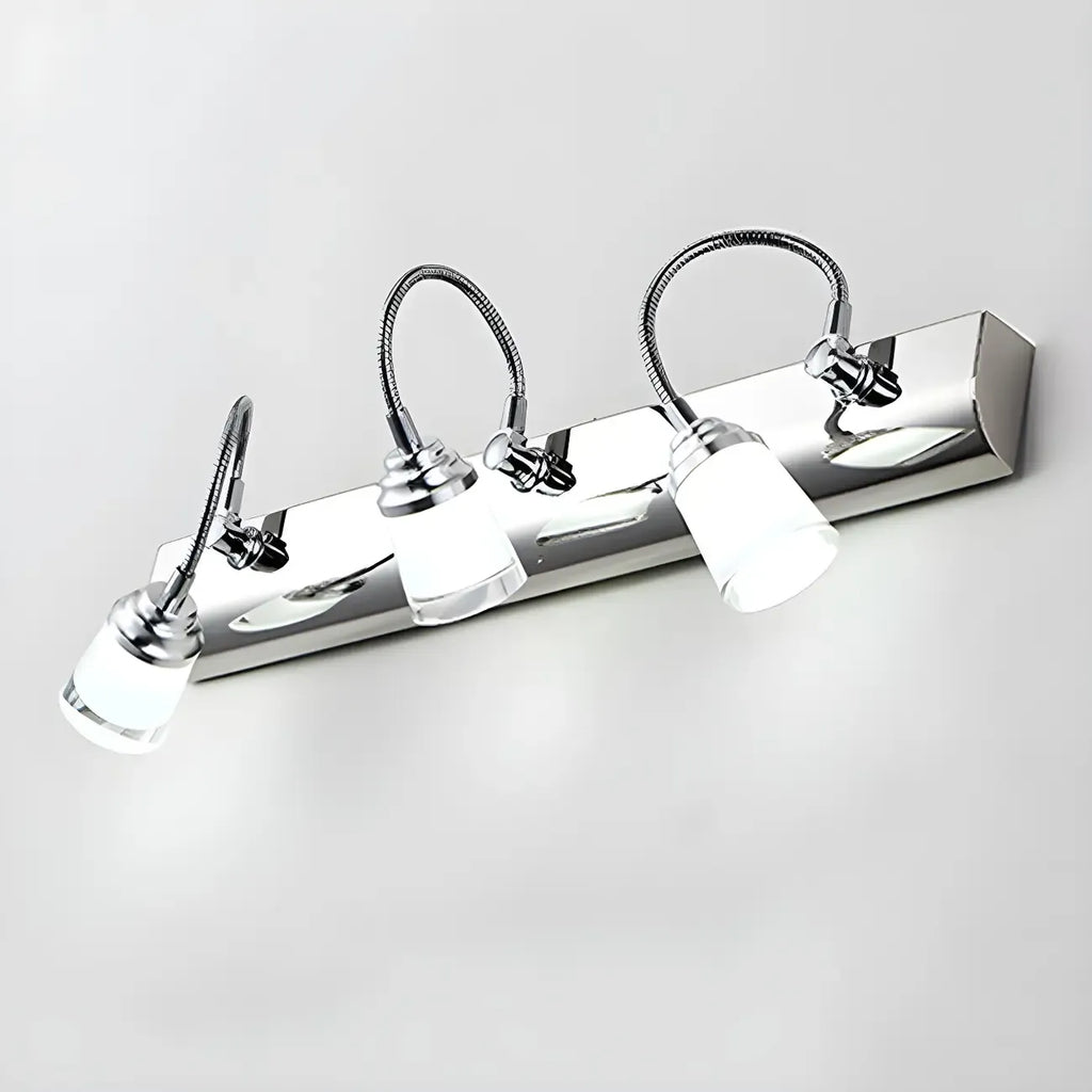 Applique murale moderne chromée à DEL pour salle de bain avec abat-jour blanc