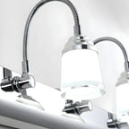 Applique murale moderne chromée à DEL pour salle de bain avec abat-jour blanc