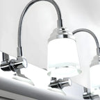 Applique murale moderne chromée à DEL pour salle de bain avec abat-jour blanc