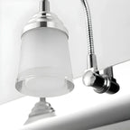 Applique murale moderne chromée à DEL pour salle de bain avec abat-jour blanc