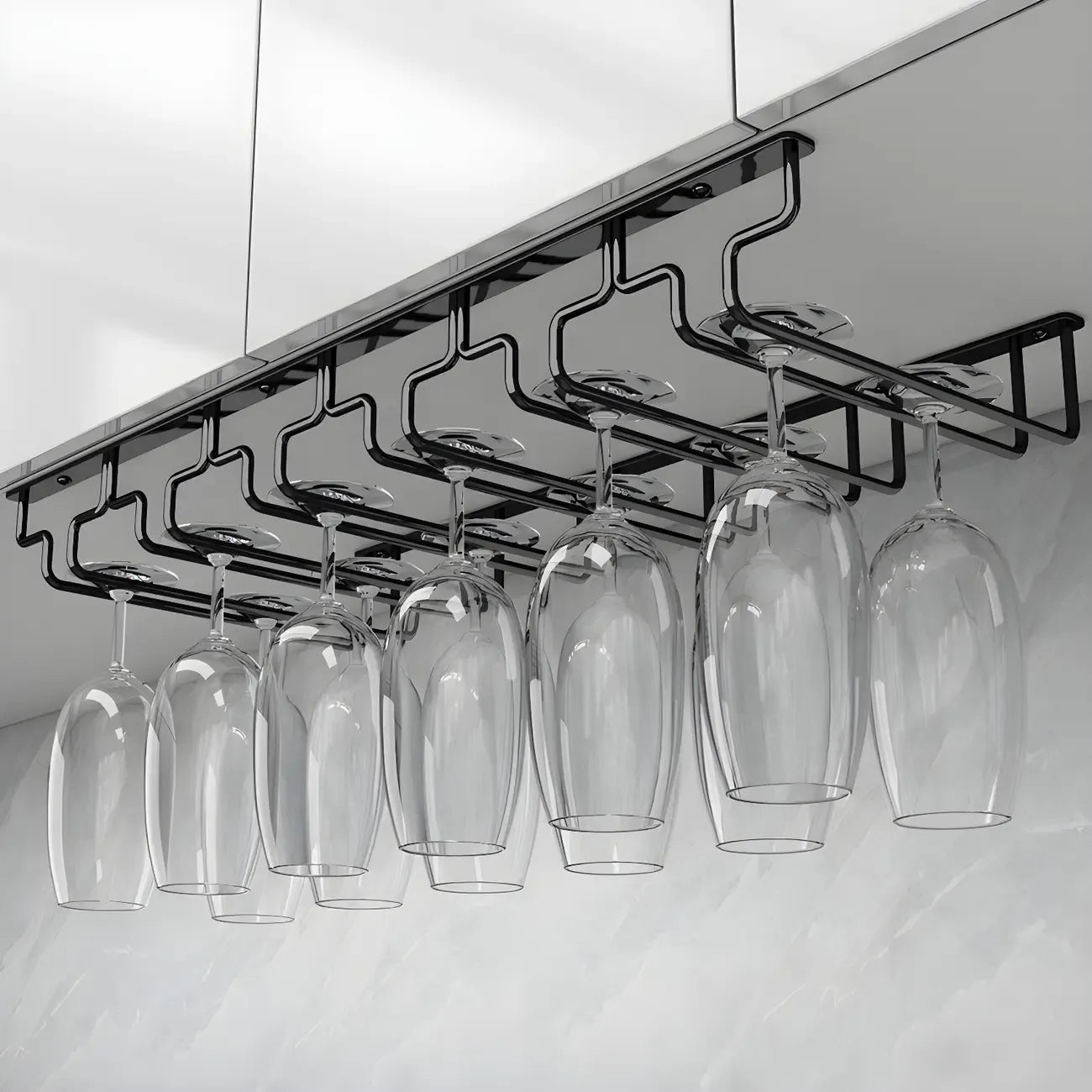 Porte-verres à vin suspendu en métal noir contemporain