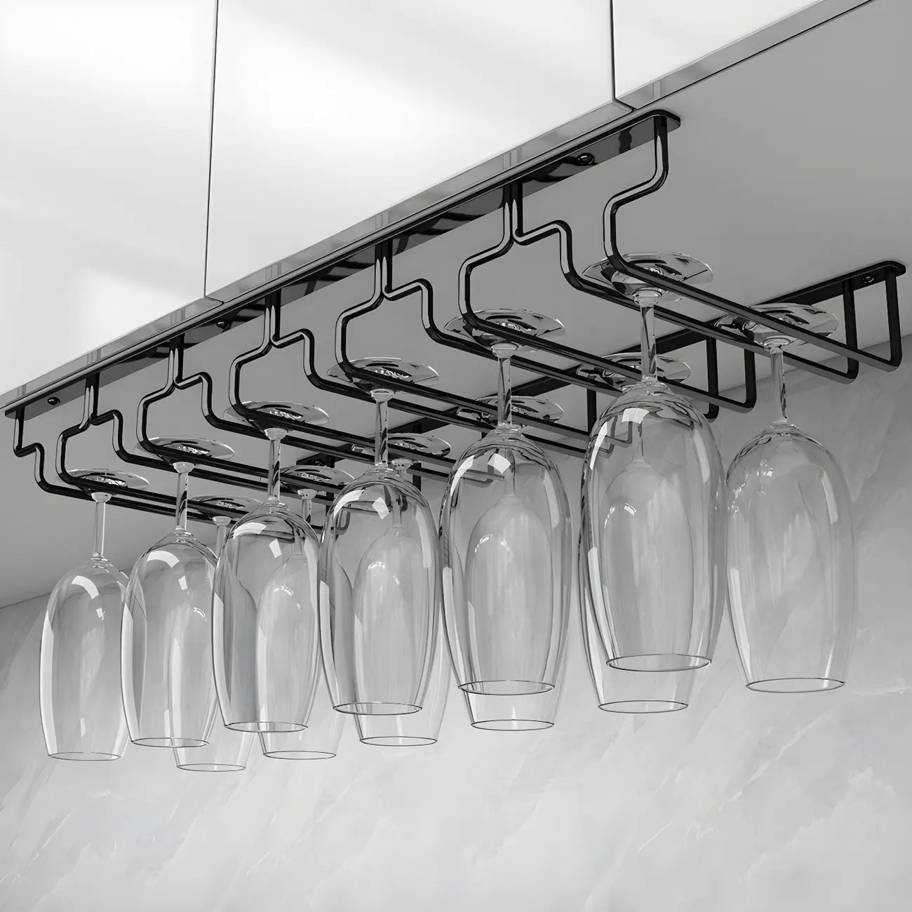 Porte-verres à vin suspendu en métal noir contemporain