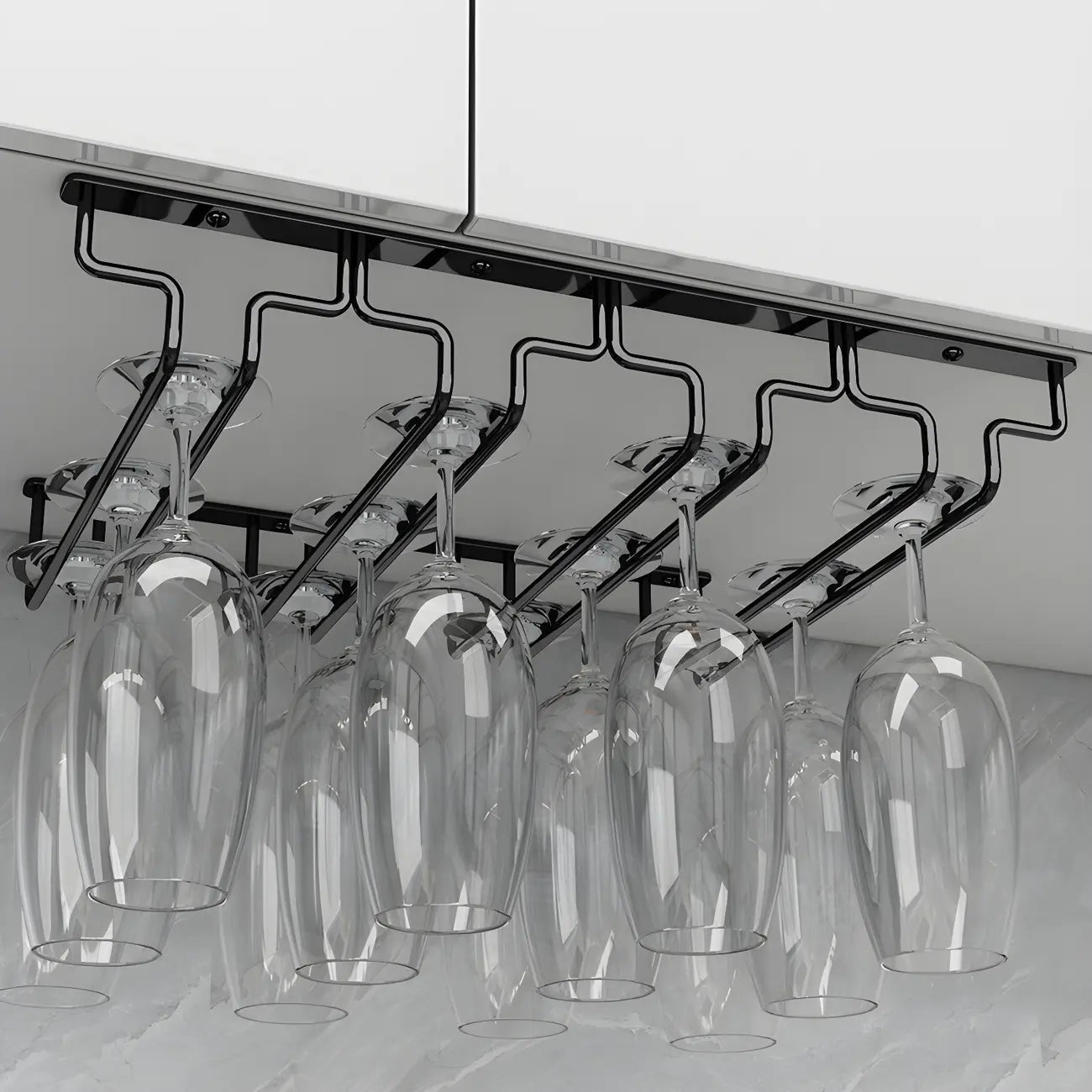 Porte-verres à vin suspendu en métal noir contemporain
