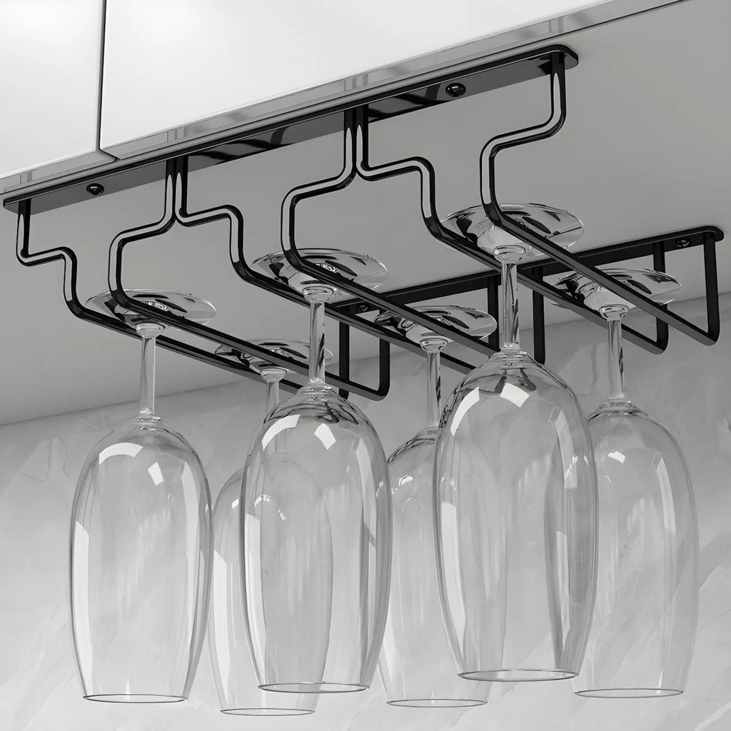 Porta calici da vino da appendere in metallo, stile contemporaneo, colore nero
