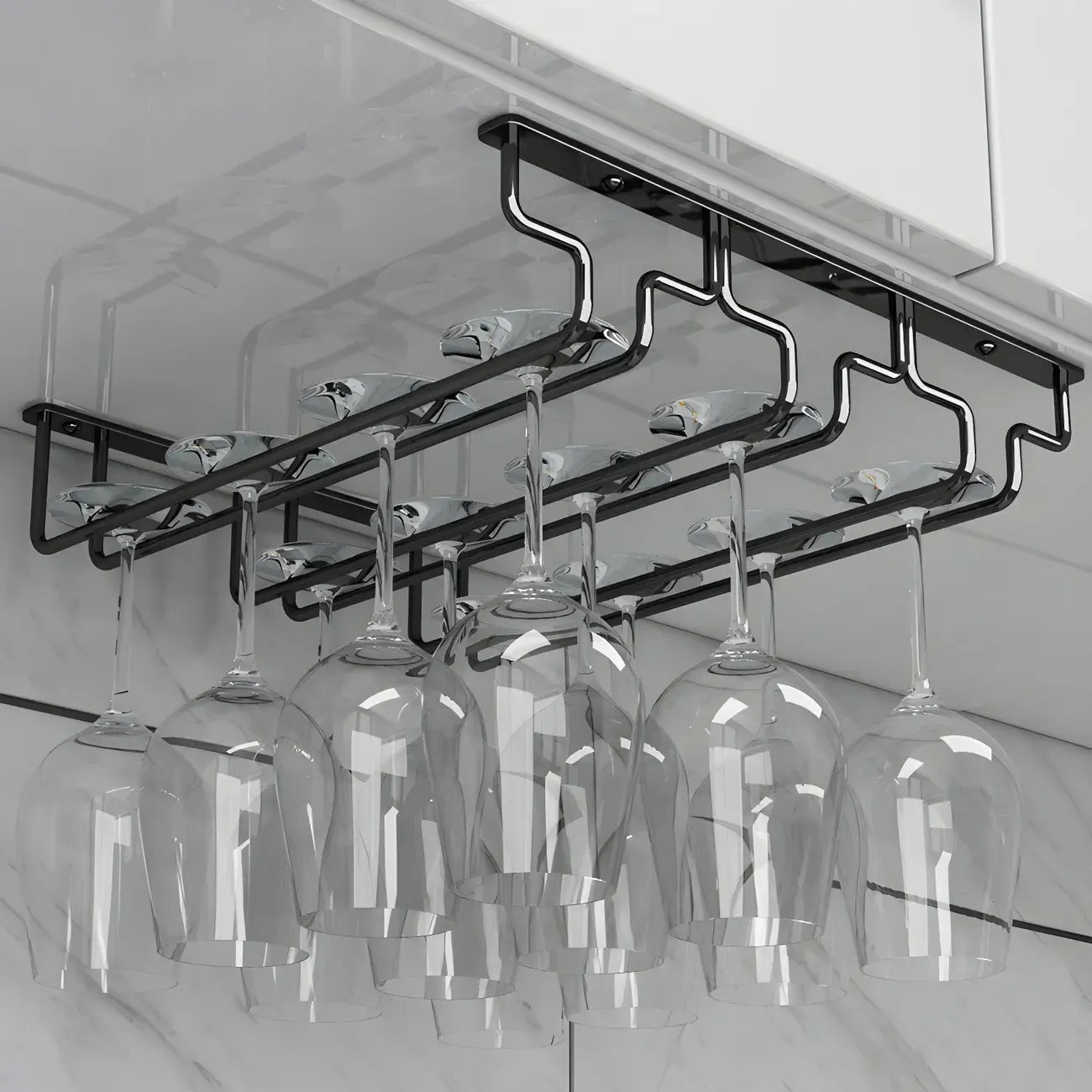 Porte-verres à vin suspendu en métal noir contemporain