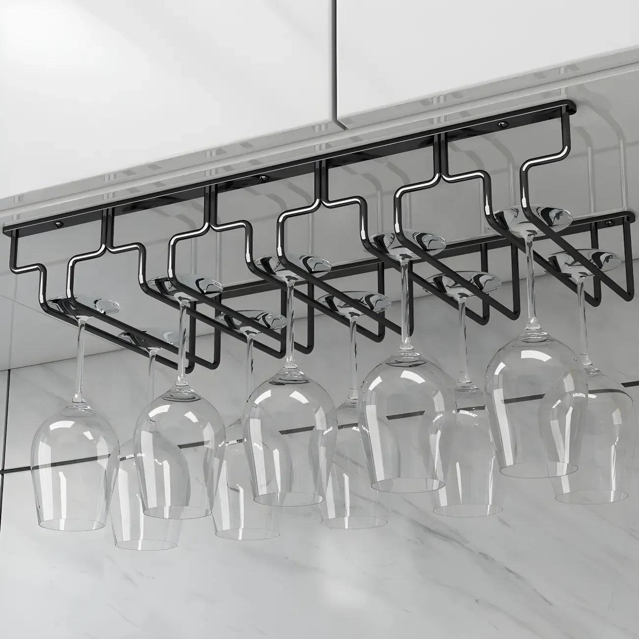 Porte-verres à vin suspendu en métal noir contemporain