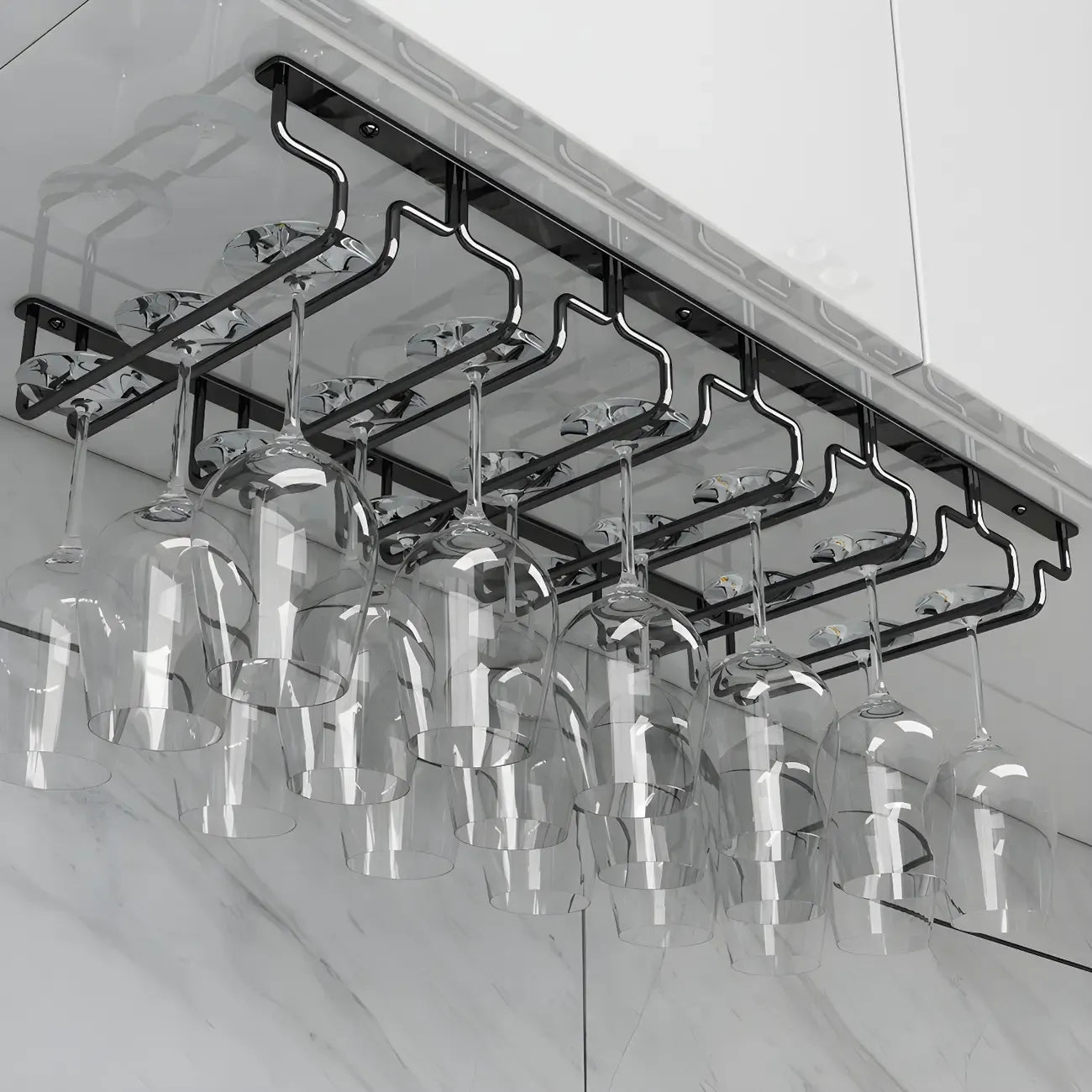 Porte-verres à vin suspendu en métal noir contemporain