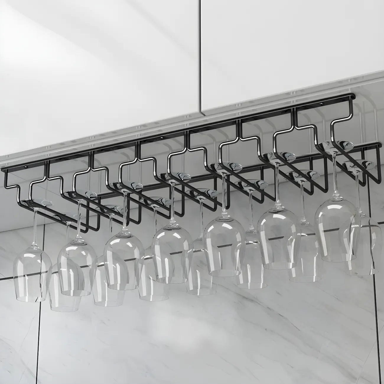 Porte-verres à vin suspendu en métal noir contemporain