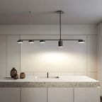 Luminaire linéaire noir moderne et réglable pour îlot de cuisine